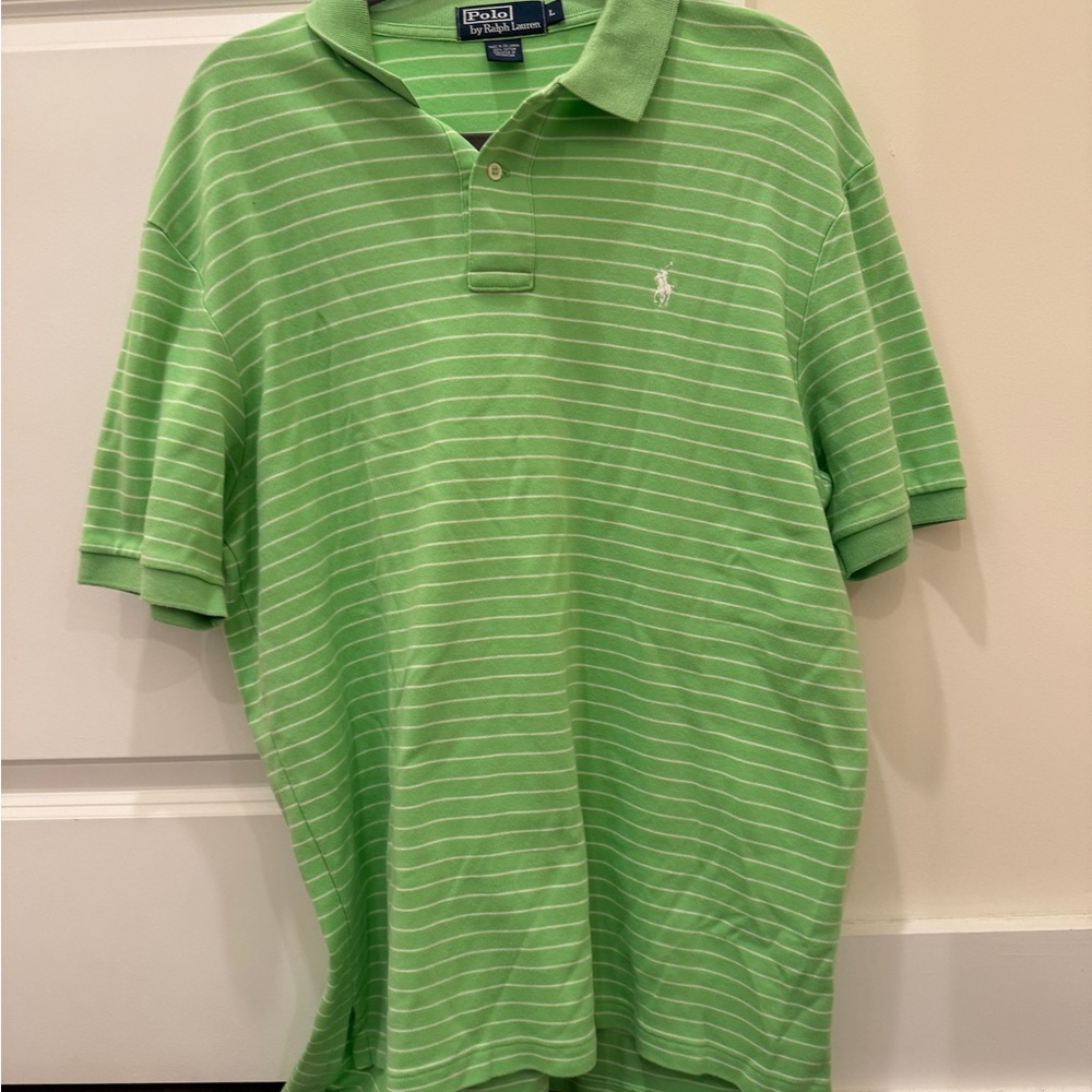Y2K Ralph Lauren Green Striped Polo Shirt